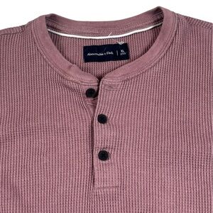 Abercrombie & Fitch Henley Thermal Waffle Long Sleeve Shirt Dark Pink Men’s XL
